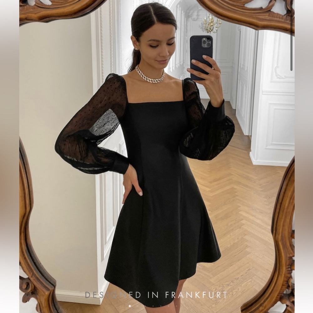 Lichi Sheer puff sleeve mini dress